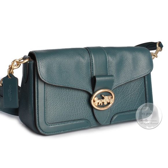 Coach Bag Georgie Shoulder Crossbody Messenger Bag Peacock Leather Style #5493 - Picture 3 of 13